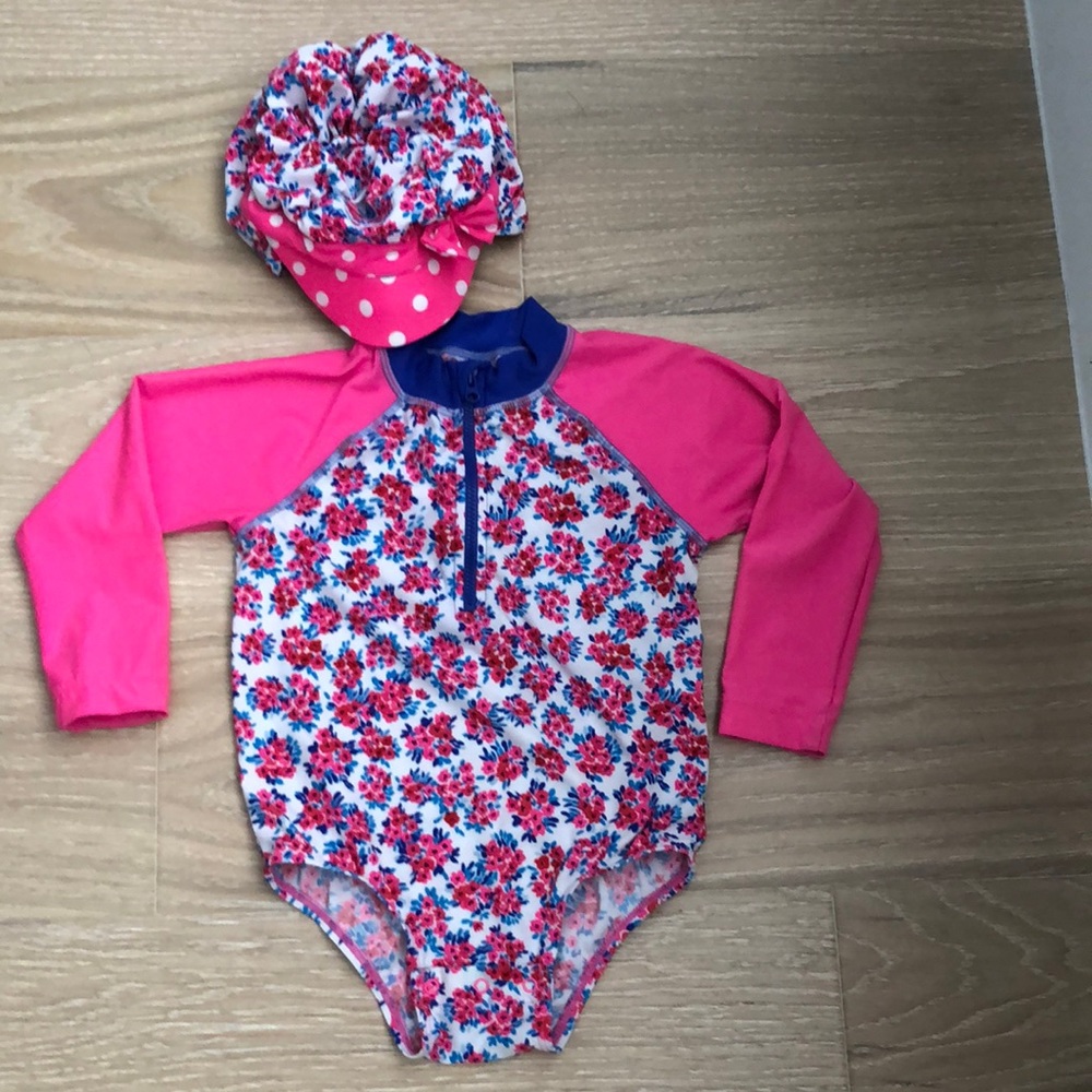 Colibar Baby Paddle Swim Cap, Baby Wave One-Piece Swimsuit UPF 50+ 12-18M